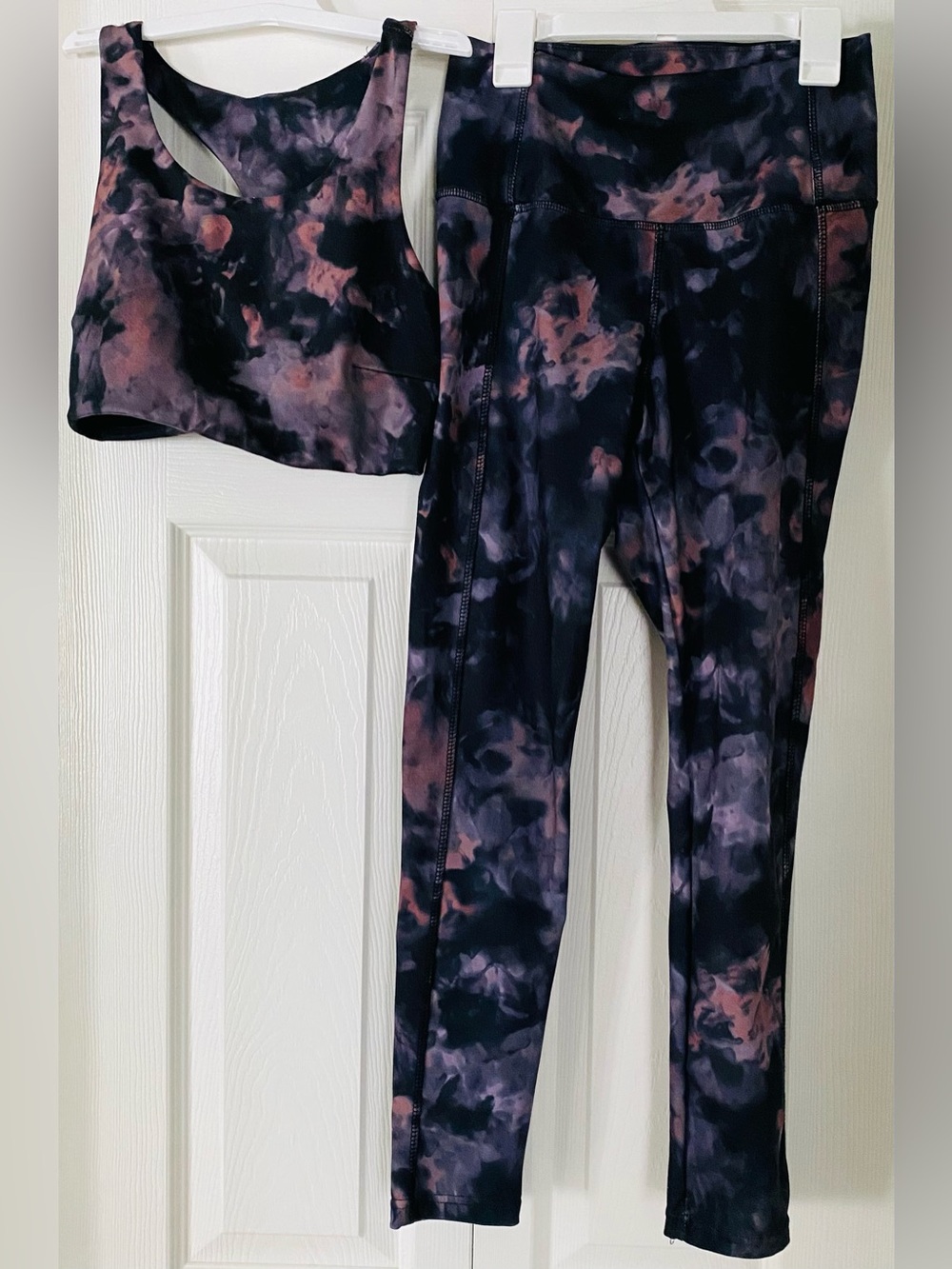 Danskin Girls Black and Purple Tie-Dye Active Leggings Set